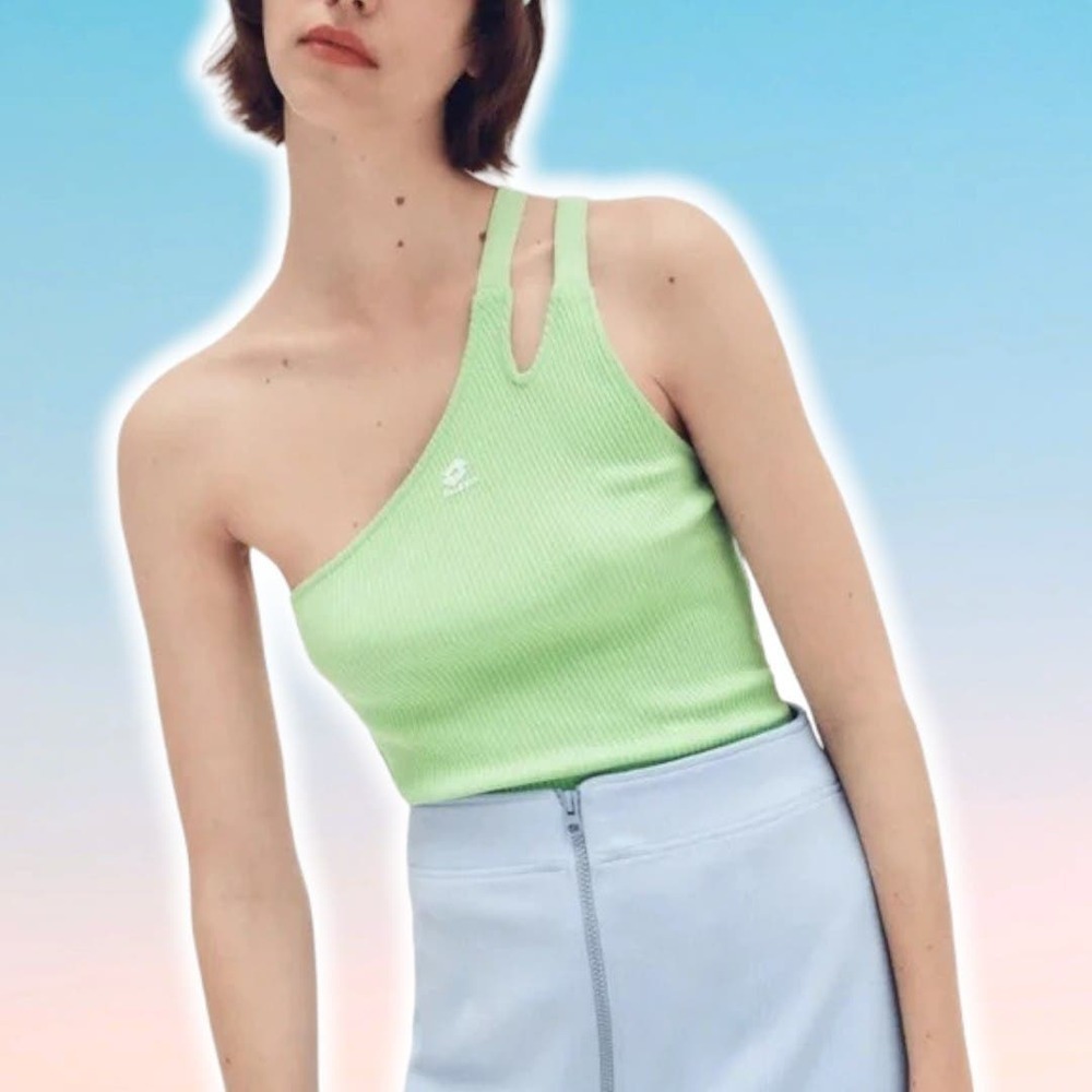 NWT LOTTO X ZARA One Shoulder Top Sz Medium Mint Lime
